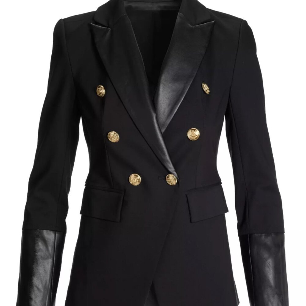 NWT Boston Proper Leather Trimmed Blazer